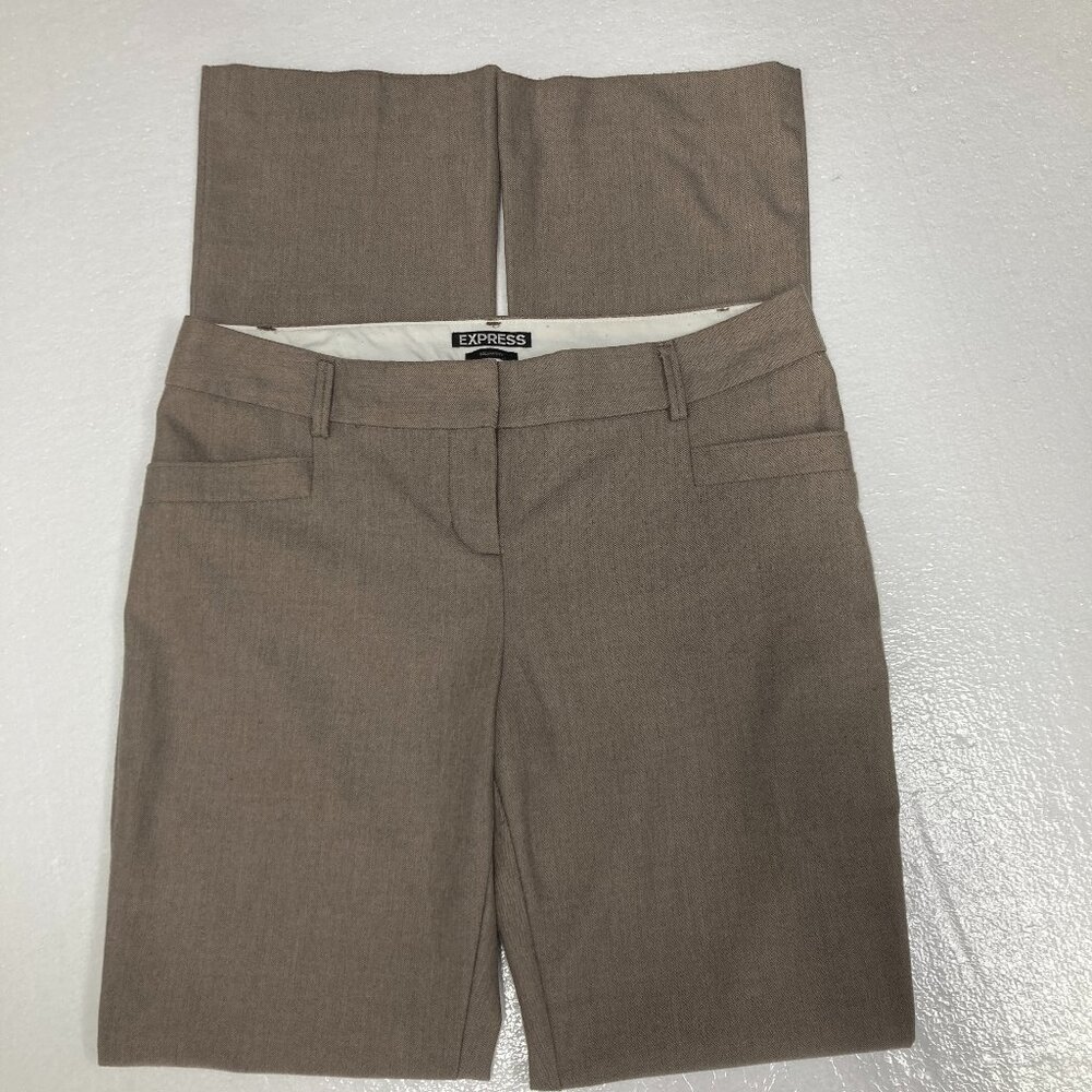 Express Columnist Size 2 Regular Low-Rise Professional Flare Pants in Heather Br